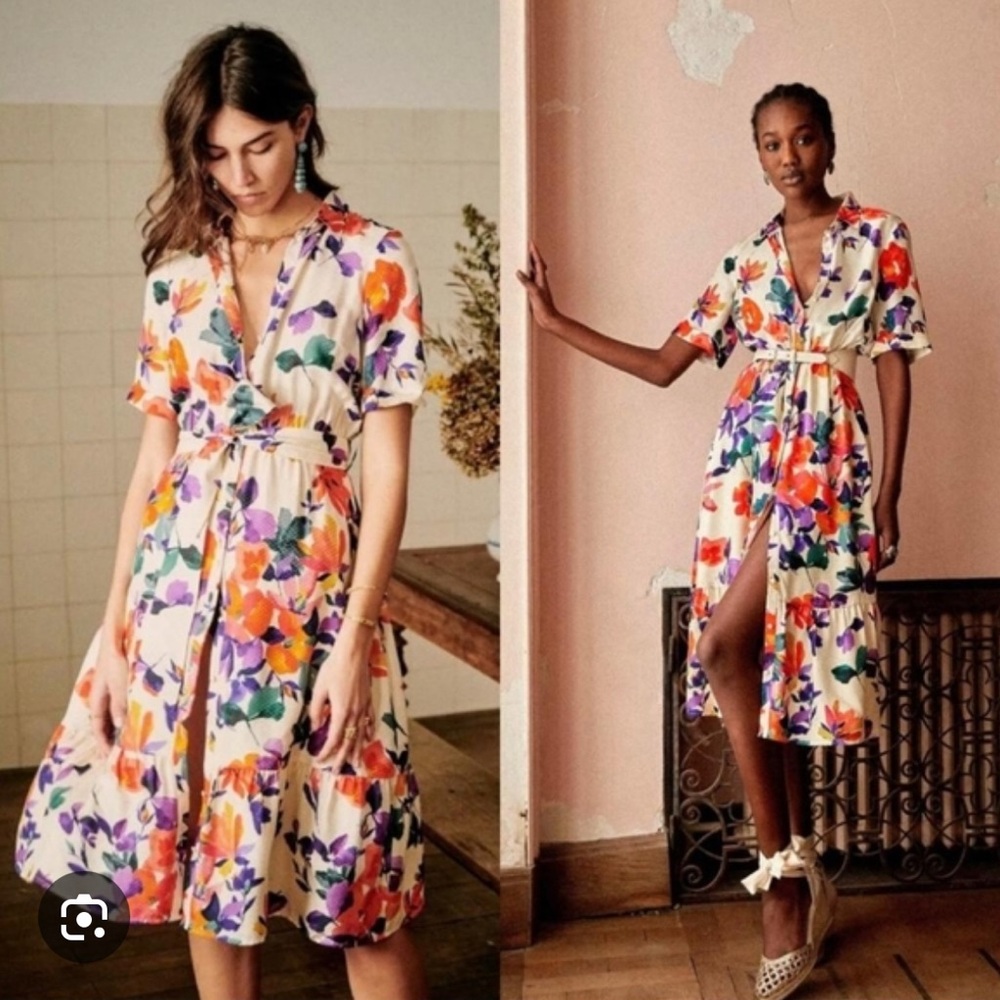 Sezane Dauphie Silk Floral Shirtdress NWT size US 6